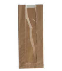 Χαρτοσακούλα αρτοποιίας μπαγκέτας κραφτ ατύπωτη με διαφάνεια 12,50x44.