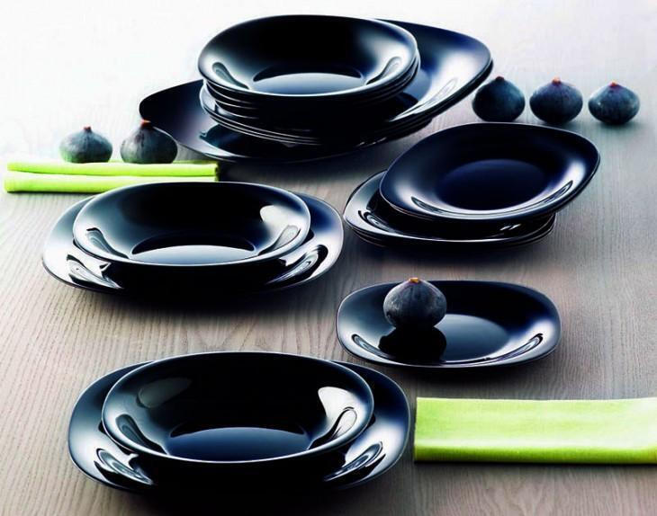 Σαλατιέρα τετράγωνη οπαλίνα μαύρη Carine 27εκ.