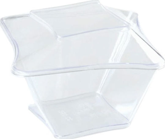 Καπάκι PS μιας χρήσης για μπωλάκι τετράπλευρο ντιζάιν διάφανο/πακ. 70 τμχ.