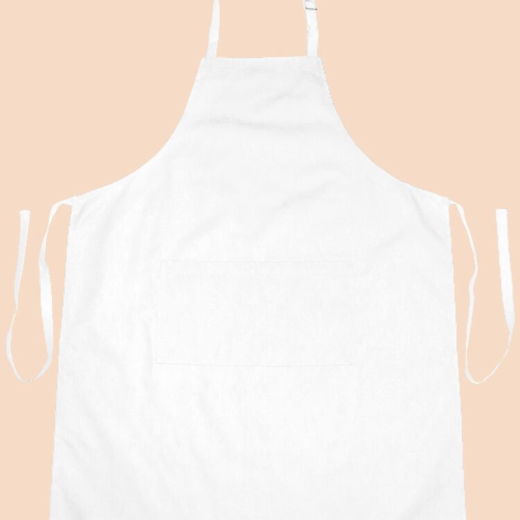 Ποδιά στήθους μακριά λευκή με ρυθμιζόμενο κούμπωμα.