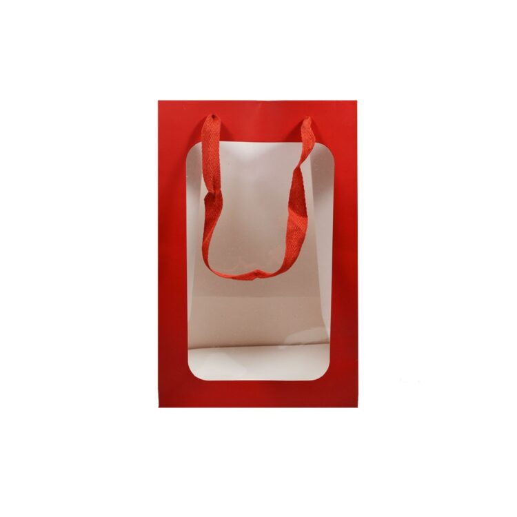 ΤΣΑΝΤΑ ΧΑΡΤΙΝΗ ΜΕ ΠΑΡΑΘΥΡΟ ΚΟΚΚΙΝΗ 25x18x13cm