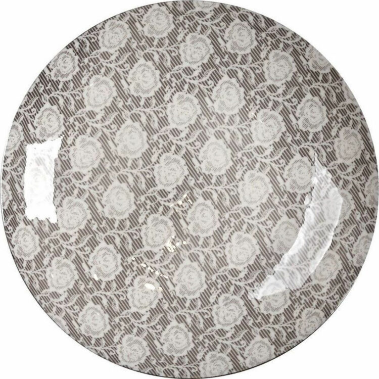 Σετ Πιάτα πορσελάνης 18τμχ Γκρι με λευκά λουλούδια  DAP Espiel