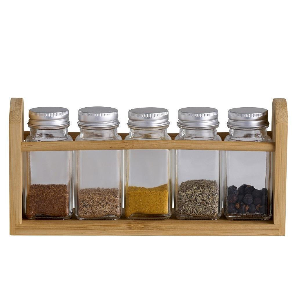 Σετ βαζάκια μπαχαρικών 5τμχ σε bamboo θήκη "Day" - Image 2