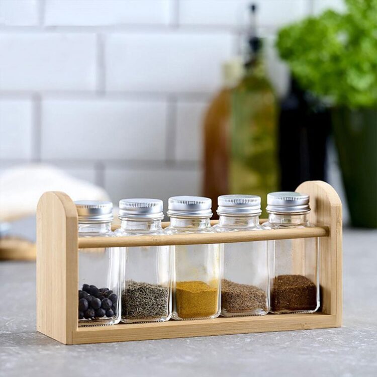 Σετ βαζάκια μπαχαρικών 5τμχ σε bamboo θήκη "Day"