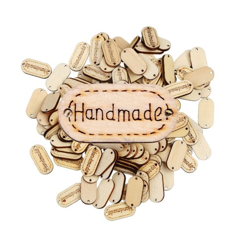 ΕΤΙΚΕΤΕΣ ΞΥΛΙΝΕΣ 3,5Χ1,7 ΜΕ ΤΗΝ ΕΝΔΕΙΞΗ ''HANDMADE'' 100ΑΔΑ