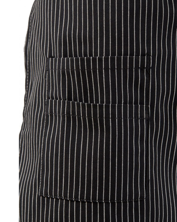 Ποδιά σερβιτόρου μέσης με τσέπη ριγέ ασπρόμαυρη