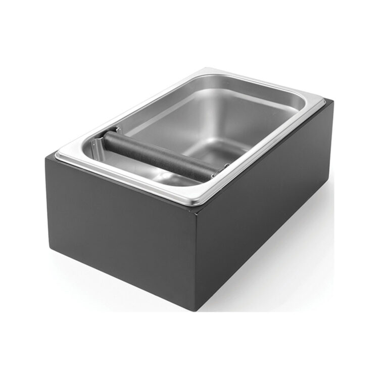 Δοχείο Knock Box inox ξύλινο πλαίσιο 27,5x17,5x11cm Hendi