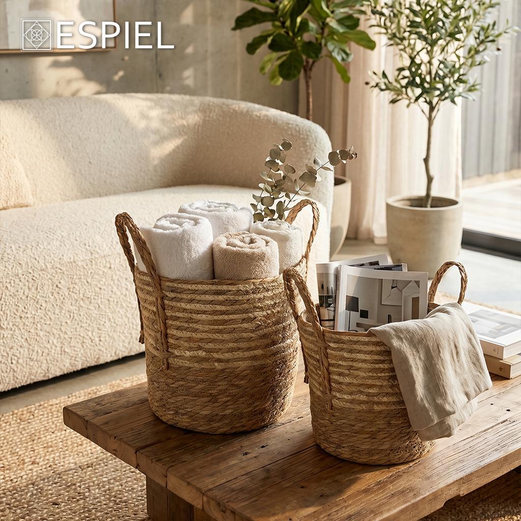 Καλάθια στρογγυλά Seagrass σετ 2τμχ Espiel - Image 2